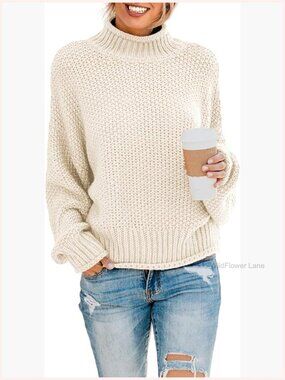 Turtleneck Balloon Long Sleeve Sweater Pullover